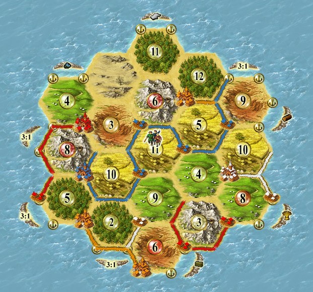 Image: Completed map from Settlers of Catan.