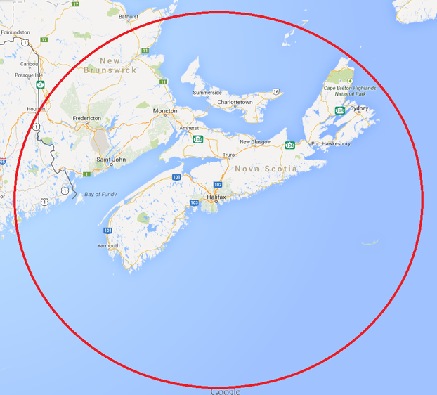 Image: The area within which the Halifax Explosion could be heard.