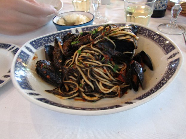 Pasta with local olives and mussels
