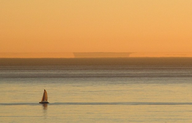 superior mirage of Santa Barbara Island: photo taken from Santa Monica, California