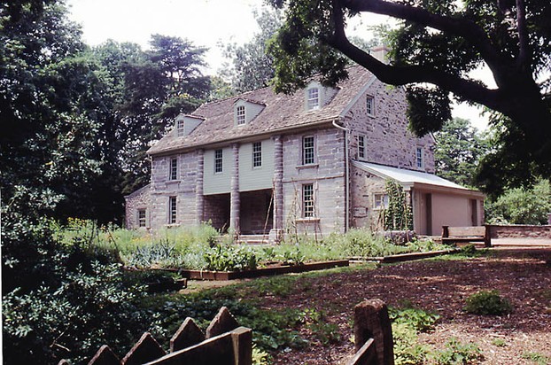 east facade of John Bartram House with Bartram's Garden