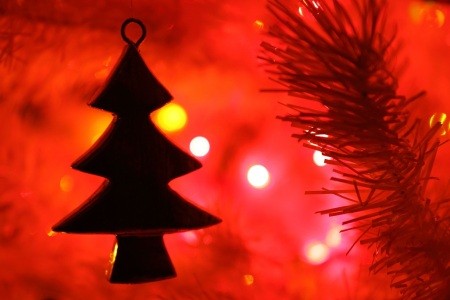 A tree shaped Christmas tree ornament