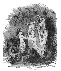 Little Mermaid and the Sea Witch - illustration by Bertall