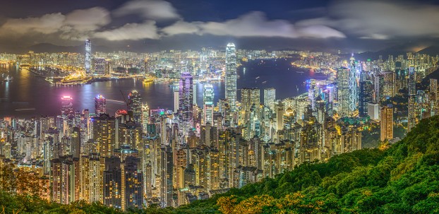 view from Lugard Road at Victoria Peak, western Hong Kong Island