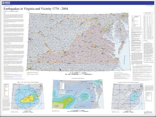 Arthur C. Tarr and Russell L. Wheeler, Earthquakes in Virginia and Vicinity 1774-2004 (USGS Open File Report 2006)