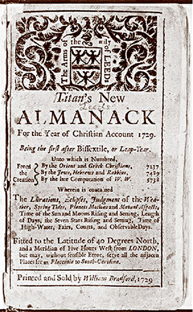 Image: Titus Leeds Almanac 1729
