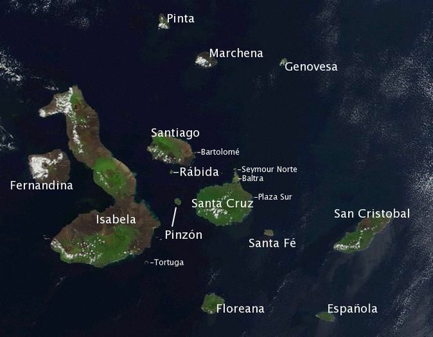 NASA satellite photo Image:Galapagos-satellite-2002.jpg + labeling by Storpilot