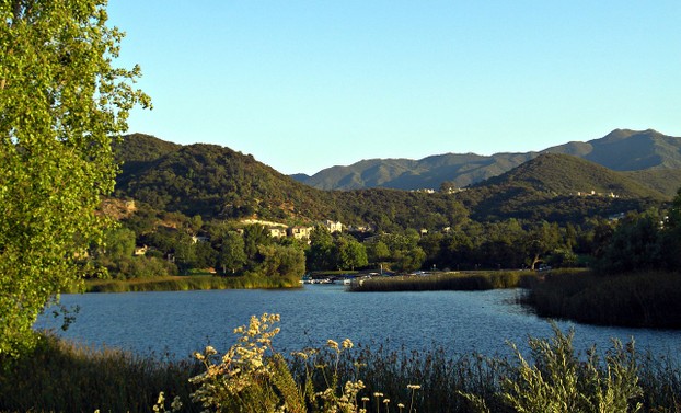 Unincorporated Ventura County community of Lake Sherwood overlooks Lake Sherwood Reservoir.