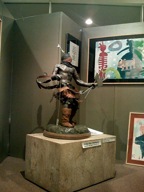 "Apache Mountain Spirit Dancer III", bronze sculpture by Craig Dan Goseyun (born 1960); Santa Fe, north central New Mexico