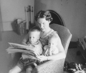 Mother reading to my brother and I