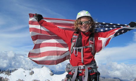 Jordan Romero with American flag