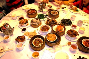 Table filled with dim sum