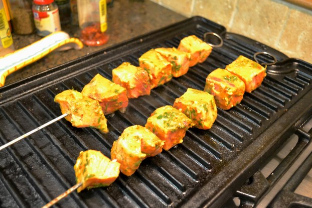 Swordfish kabobs come out great on this grill