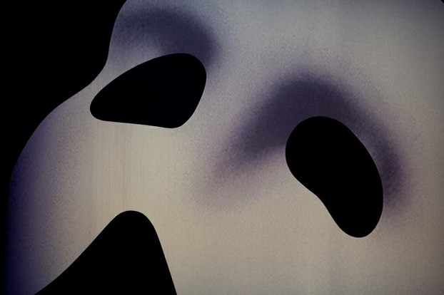 detail of phantom's mask on billboard for Broadway musical The Phantom of the Opera; Saturday, June 12, 2010, 17:40:07