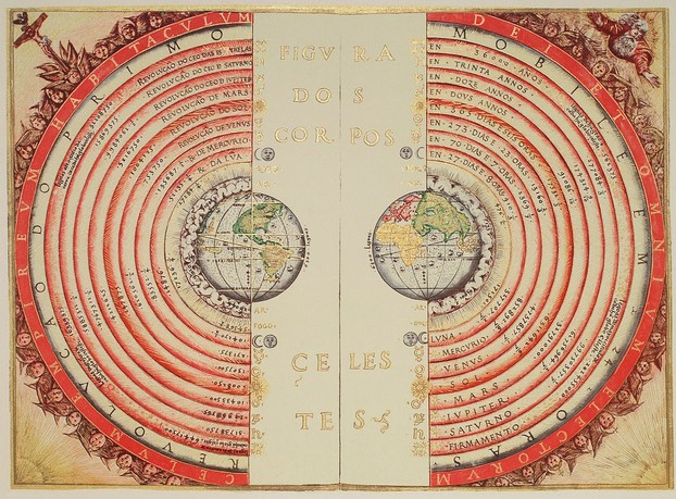 "Figura dos Corpos Celestes"; Bartolomeu Velho, Principio da verdadeira cosmographia e geographia unniversal de todas as terras (Paris, 1568)