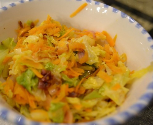 "Spicy Cabbage" is a tasty and easy side-dish from this cookbook.