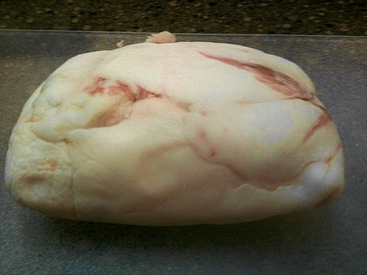 Here's a large block of pork fat.