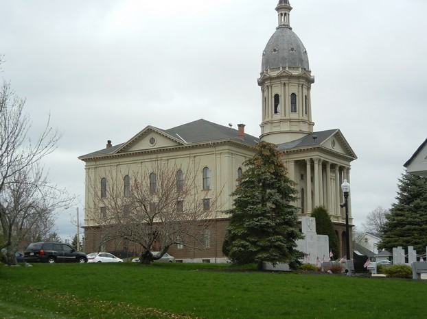 The Town Hall sits on a hill overlooking the downtown