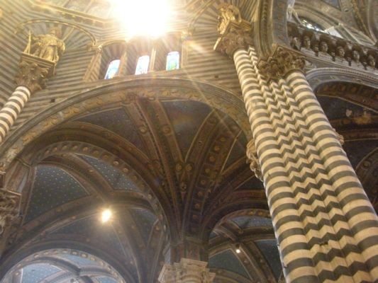 Inside the magnificent Duomo of Siena, Italy.