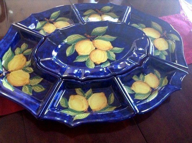 The incredible serving platter I purchased in Capri...now at home in my dining room.