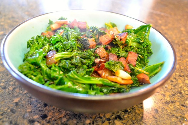Sauteed Kale with Bacon and Onions