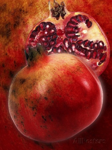 Artistic Still Life with Whole and Half Pomegranate  By: Dieter Heinemann