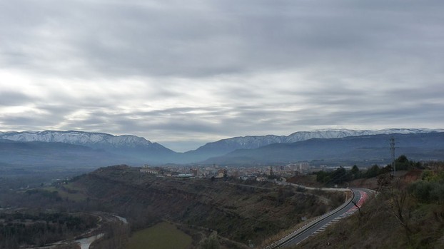 view of Montsec Range from Talarn, Pallars Jussà, northwestern Catalonia, northeastern Spain