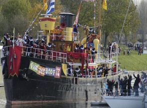 Sinterklaas arriving by boat