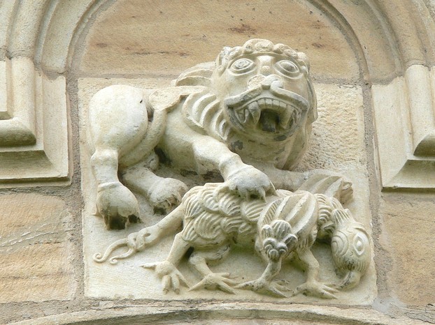 Gurk Cathedral. The lion (Christ) overcomes the basilisk (devil)