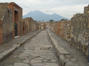 Vesuvius  and narrow streets
