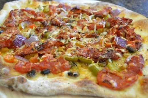 Pizza with roast vegetables