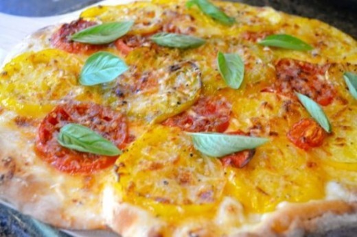 Pizza with Fresh Mixed Heirloom Tomatoes