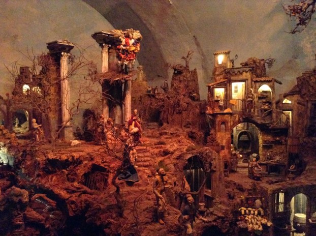 A large nativity display in a workshop in Naples.