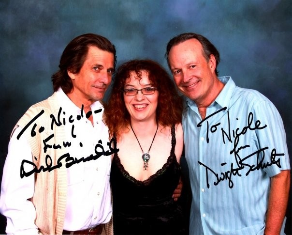 One happy fangirl (me) - with Dirk Benedict and Dwight Schultz!
