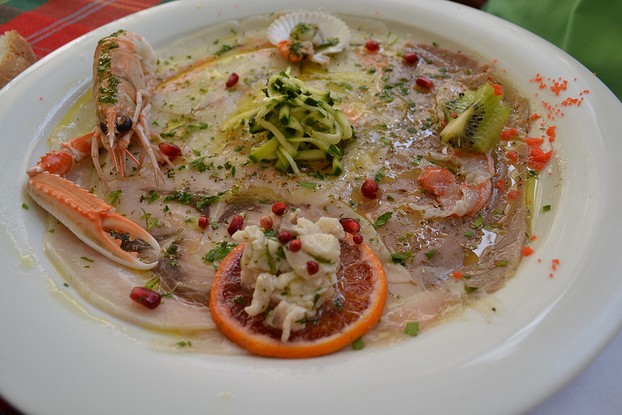 Seafood crudo...a tempting taste of the sea in Ancona, Italy.