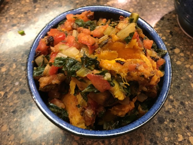 Spinach & Potatoes & Red Chilies - great with sweet potatoes, too!