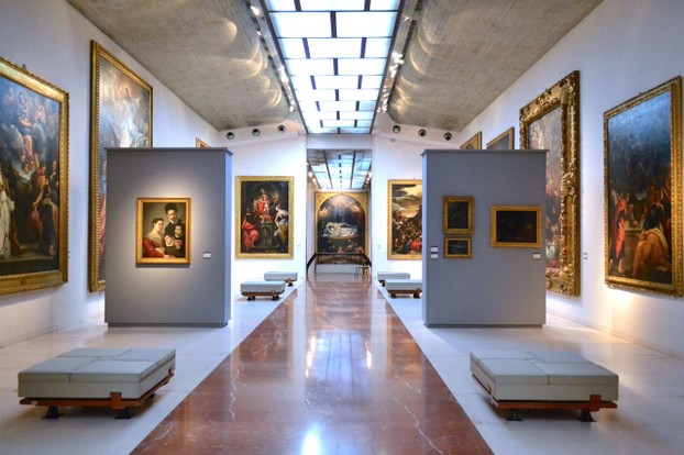 Inside the National Art Gallery of Bologna.