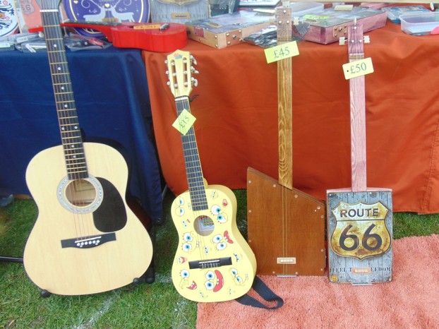 Some of Josh's handmade guitars