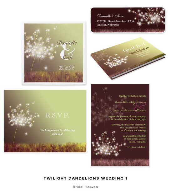 Twilight Dandelions Designer Wedding Set