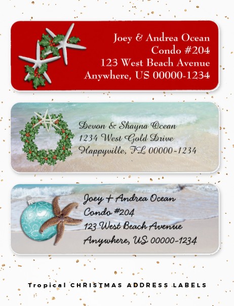 Beach Christmas labels