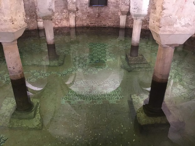 The flooded crypt of the Basilica de San Francesco