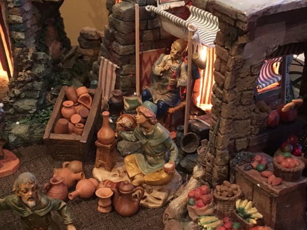 Part of our village scene, including pottery artists
