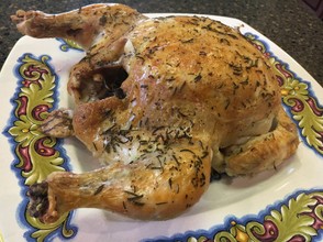 Oven-roasted chicken with garlic and rosemary from Essentials of Classic Italian Cooking