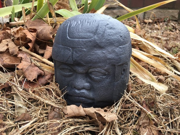 Hand-Painted 3D Printed Olmec Colossal Head Statue