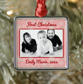 Baby Girl First Christmas Pink photo ornament