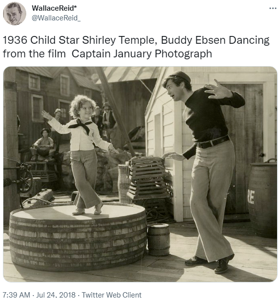 Helen "Star" Mason (Shirley Temple) and Paul Roberts (Buddy Ebsen) dance "At the Codfish Ball" in Captain January.