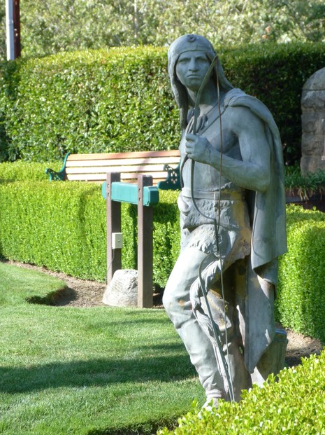 Chief Little Fawn's statue faces the mansion.