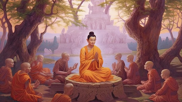 Buddha teaching a Sermon