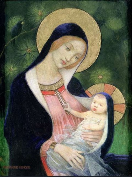 madonna-of-the-fir-tree-painting-by-marianne-stokes