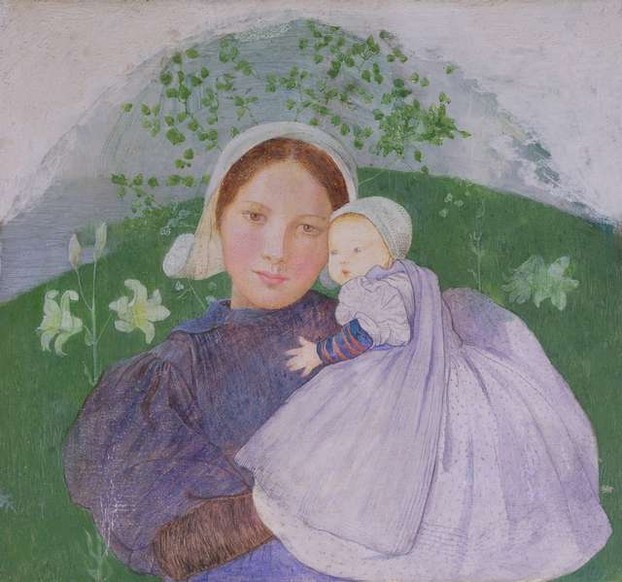 mother-and-child-painting-in-tempera-by-marianne-stokes
